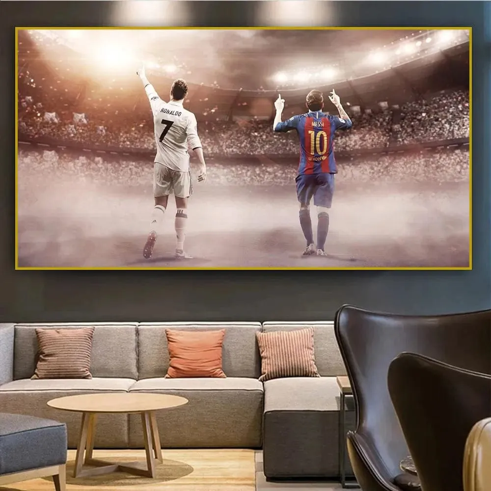 Football Legend Messi Canvas Artwork Prints Soccer Star Wall Art