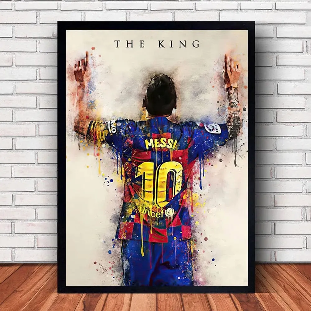 Football Legend Messi Canvas Artwork Prints Soccer Star Wall Art