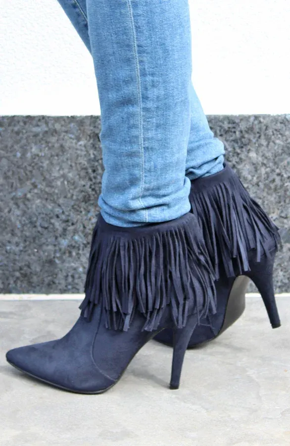 Fringe Booties Blue