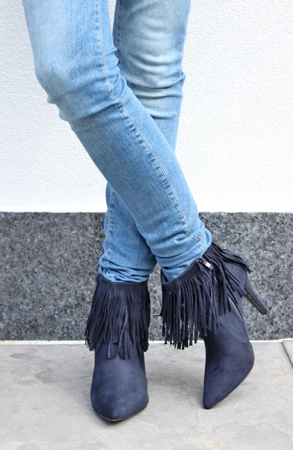 Fringe Booties Blue