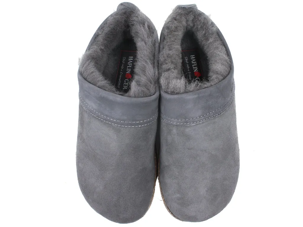 Haflinger Clogs Sheepskin Snowbird Grey