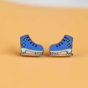 Hand-painted Ice Skating Boots Earrings Wooden Jewellery - PET15312