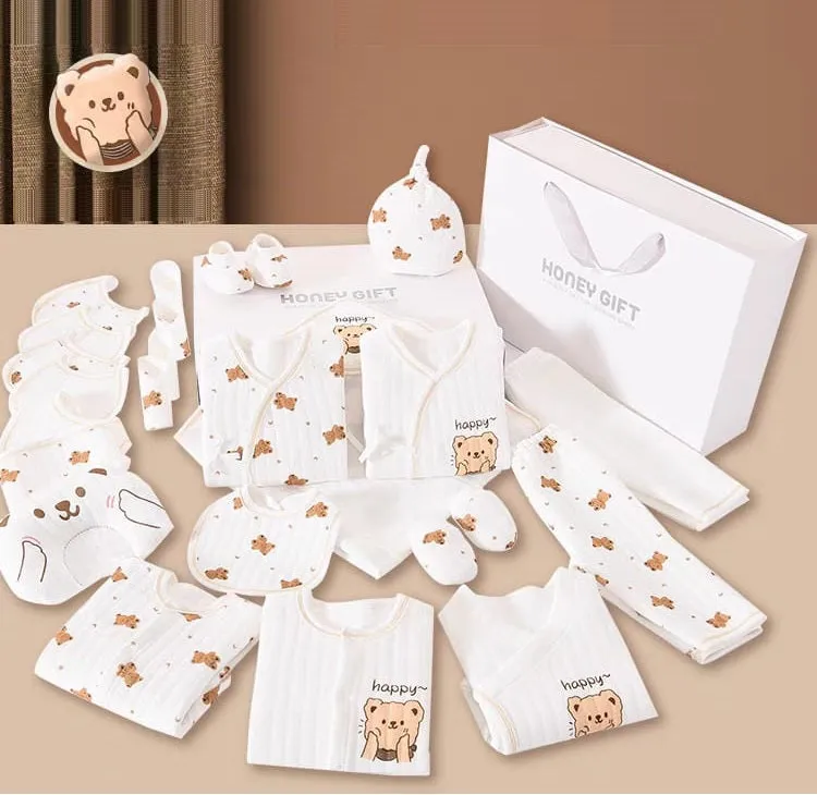 Happy Bear Honey Gift 26 PCs Newborn Baby Shower Gift Set – Deluxe Baby Hamper