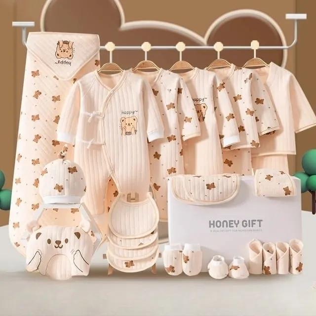 Happy Bear Honey Gift 26 PCs Newborn Baby Shower Gift Set – Deluxe Baby Hamper