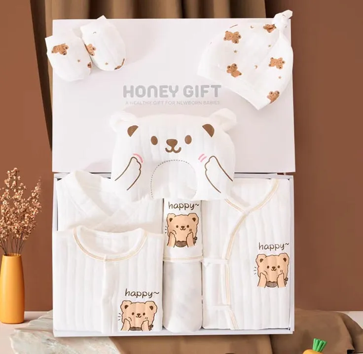 Happy Bear Honey Gift 26 PCs Newborn Baby Shower Gift Set – Deluxe Baby Hamper