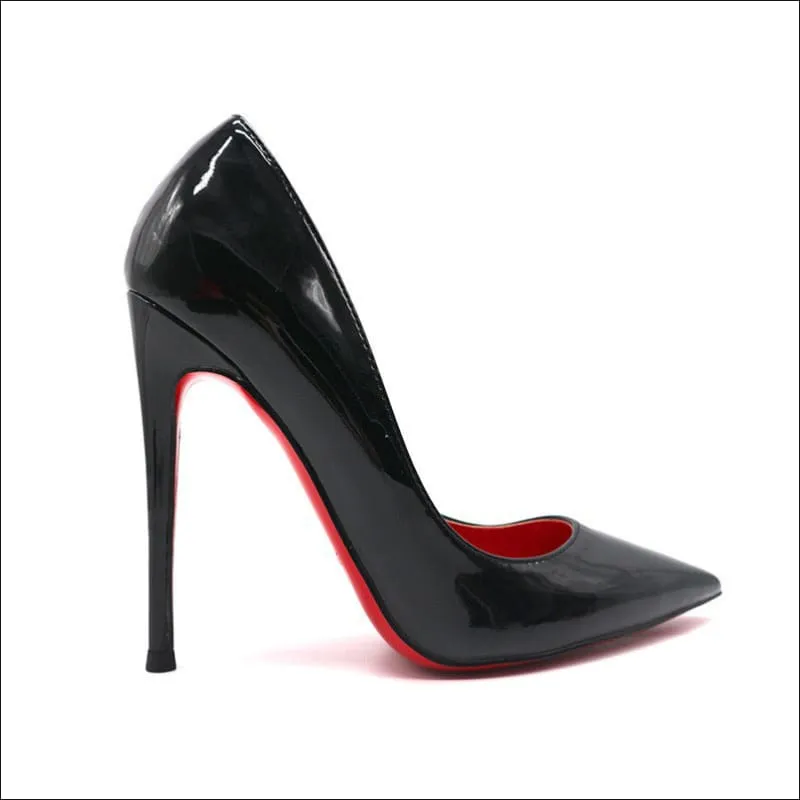 High Heel Black Shoes with Elegant Red Soles for Bold Style