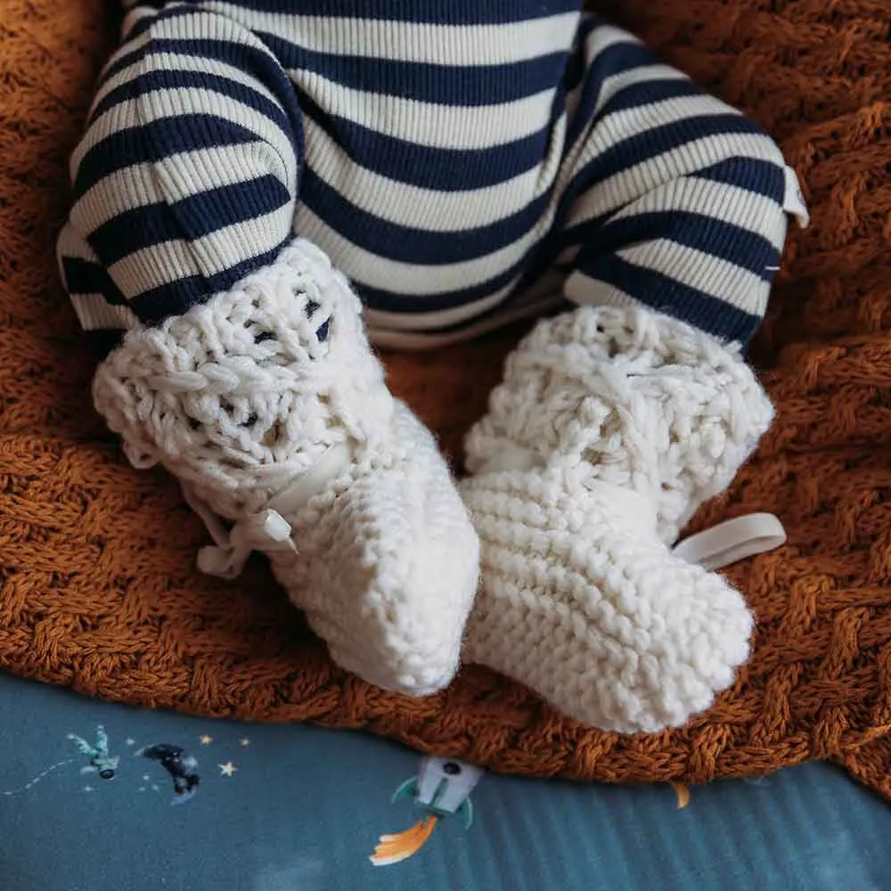 Ivory Merino Wool Bonnet & Booties