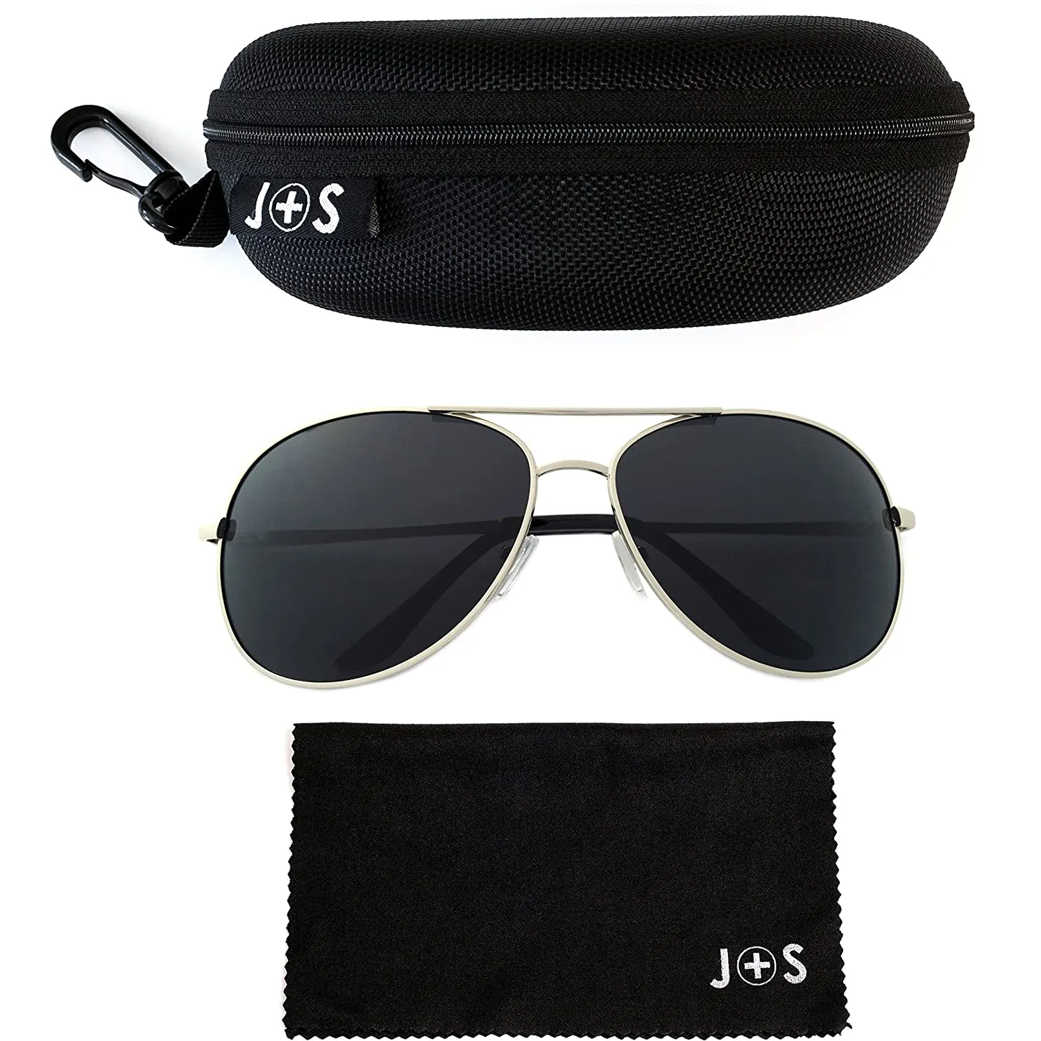 J S Premium Military Style Classic Aviator Sunglasses | Polarized | 100% UV Protection