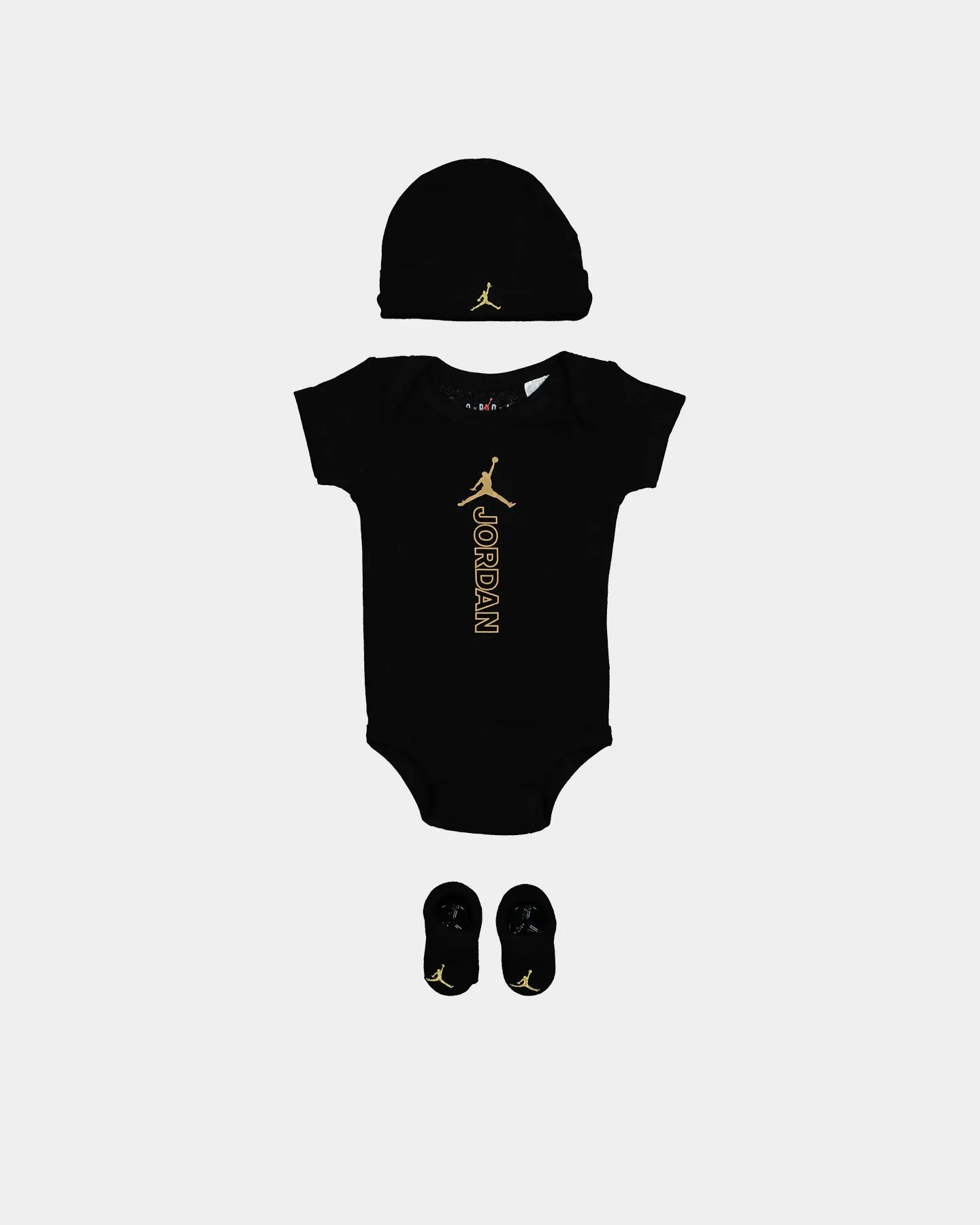 Jordan Infants' Black & Gold 3 Piece Bodysuit Black/Gold