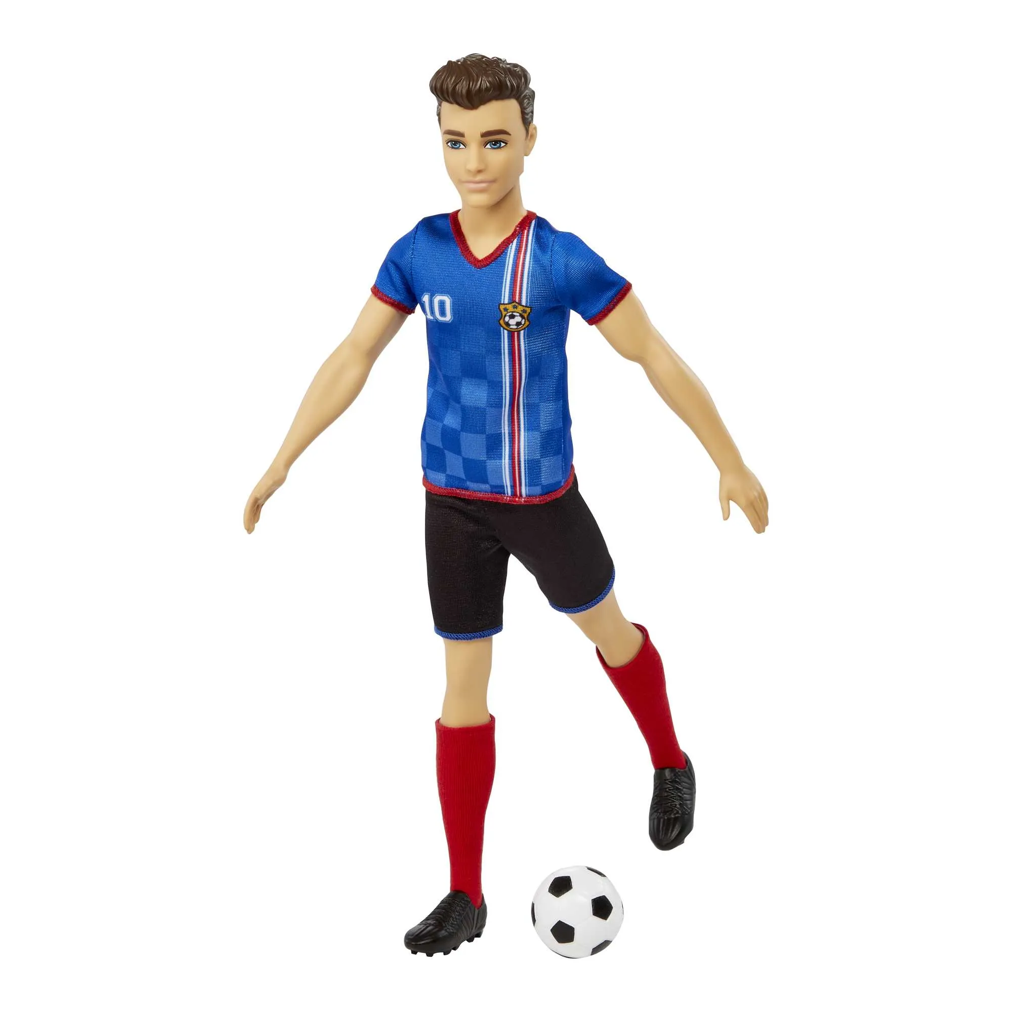 Ken Soccer Doll, Cropped Hair, #10 Uniform, Soccer Ball, Cleats,  Socks, 3 & Up