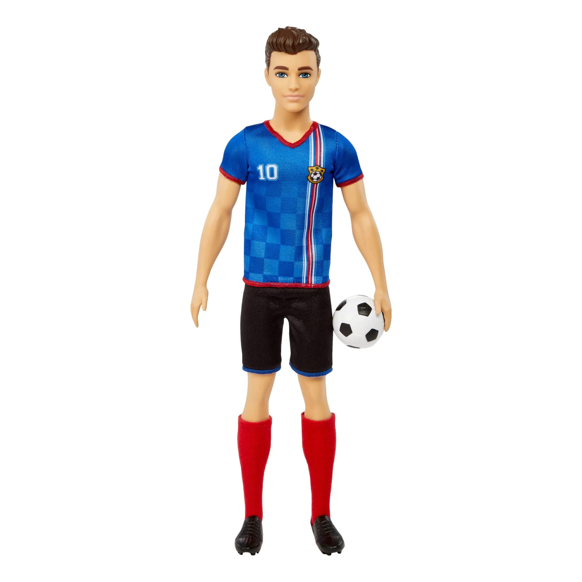 Ken Soccer Doll, Cropped Hair, #10 Uniform, Soccer Ball, Cleats,  Socks, 3 & Up