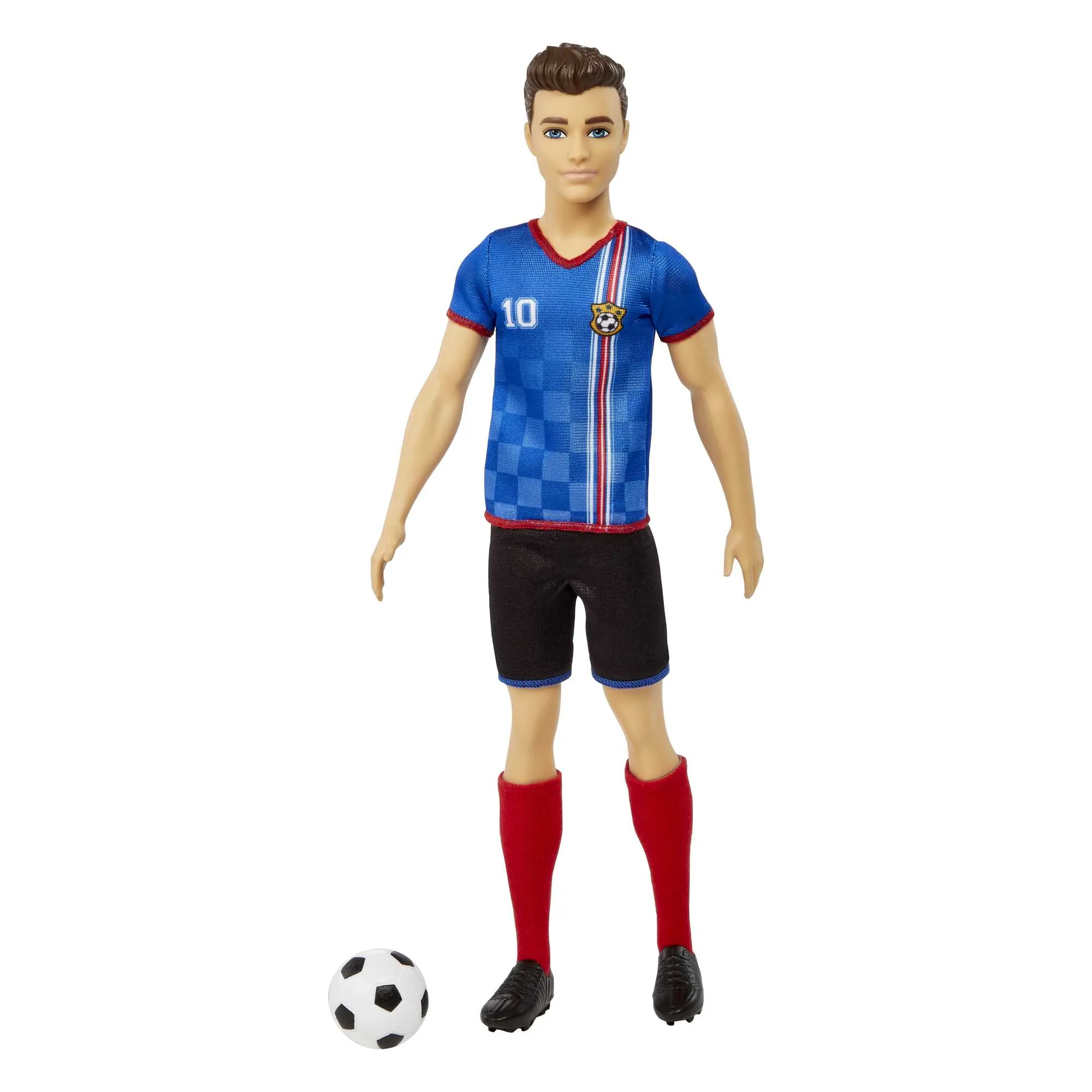 Ken Soccer Doll, Cropped Hair, #10 Uniform, Soccer Ball, Cleats,  Socks, 3 & Up