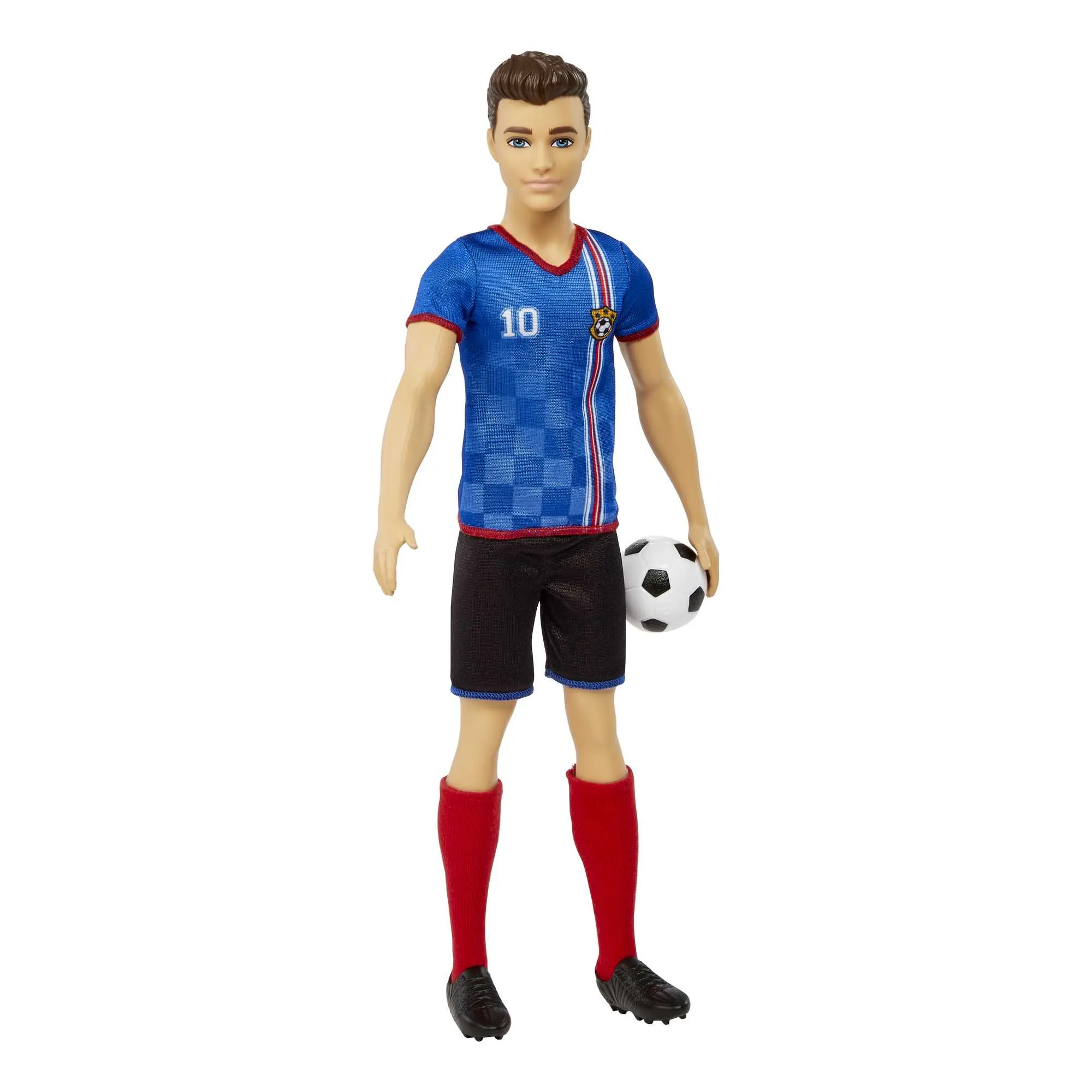 Ken Soccer Doll, Cropped Hair, #10 Uniform, Soccer Ball, Cleats,  Socks, 3 & Up