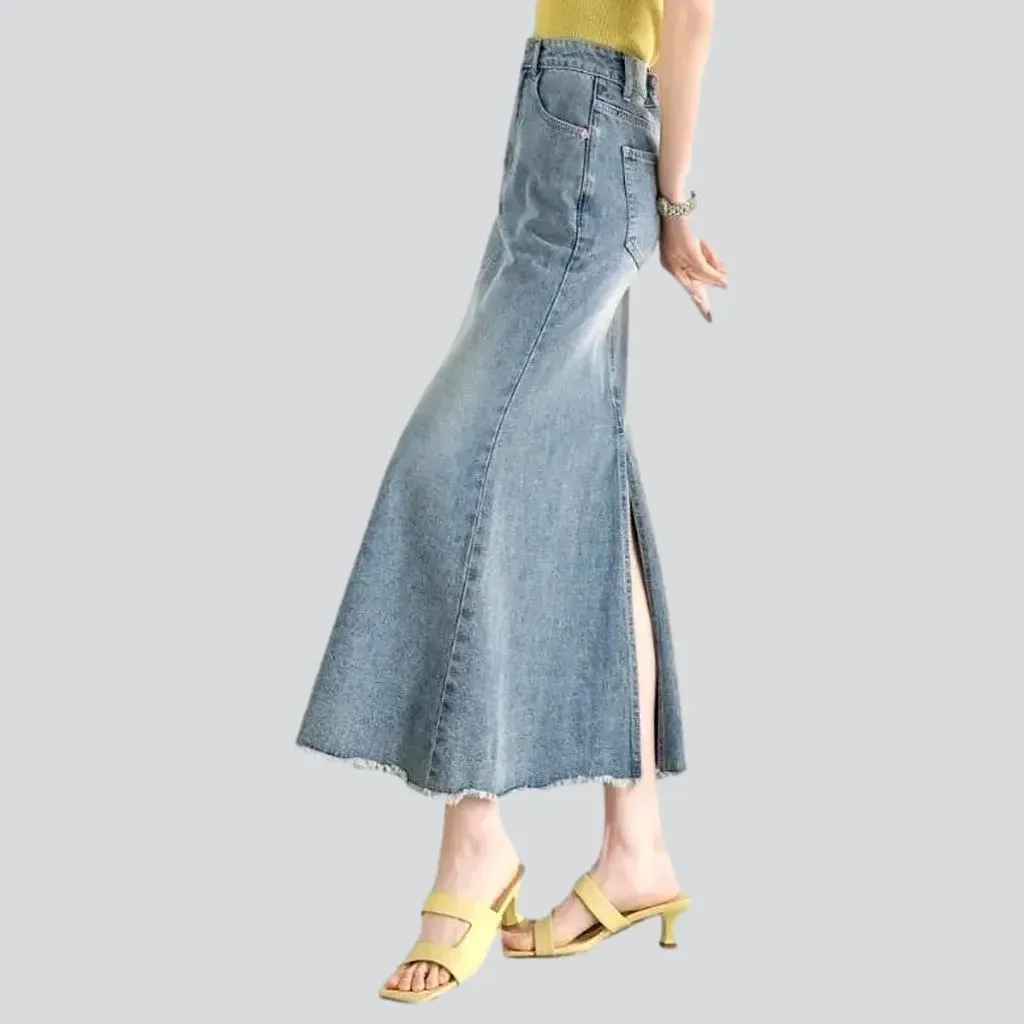 Light wash mermaid jean skirt for women