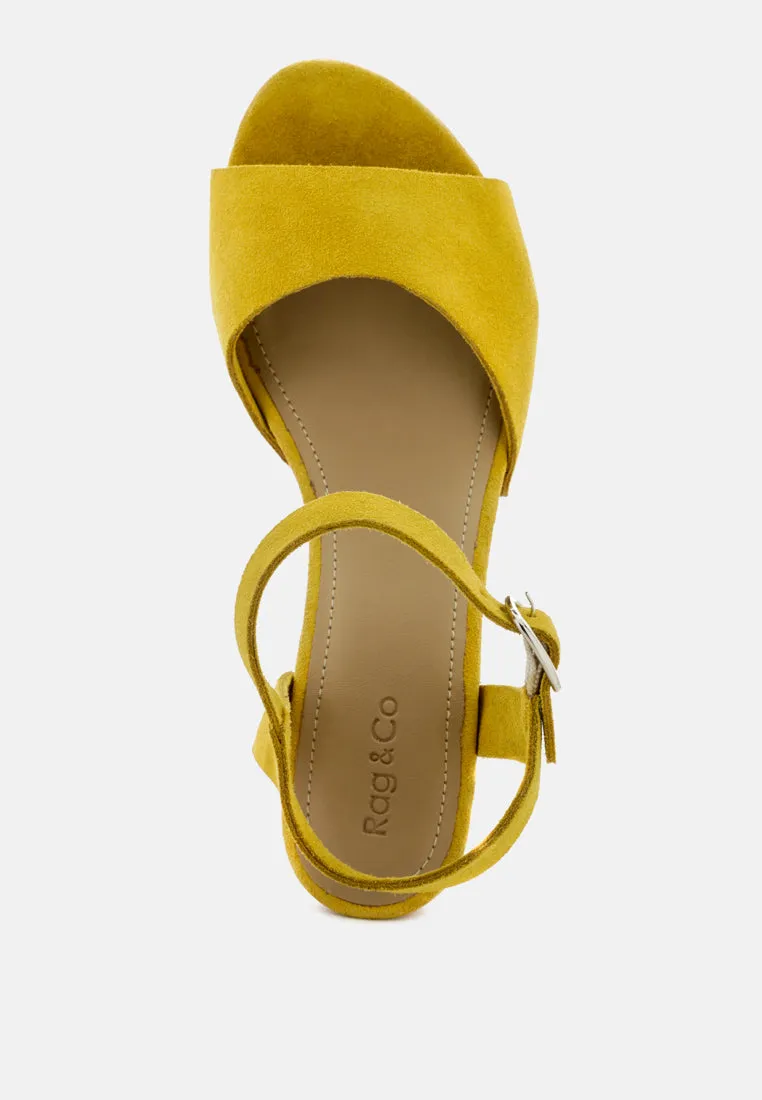 Liona Mustard Studded Suede Clogs Sandals