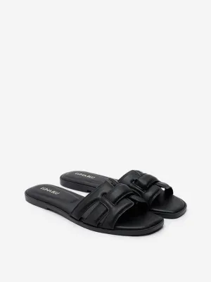 LUNA BLU Black Multi-Strap Slides