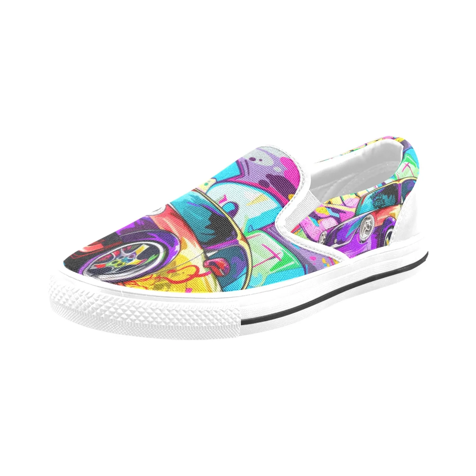 Men's Slip-on Canvas Shoes (Model 019)car graffiti