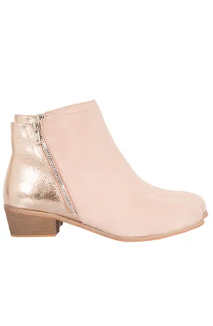 Metallic Blush Booties Pink