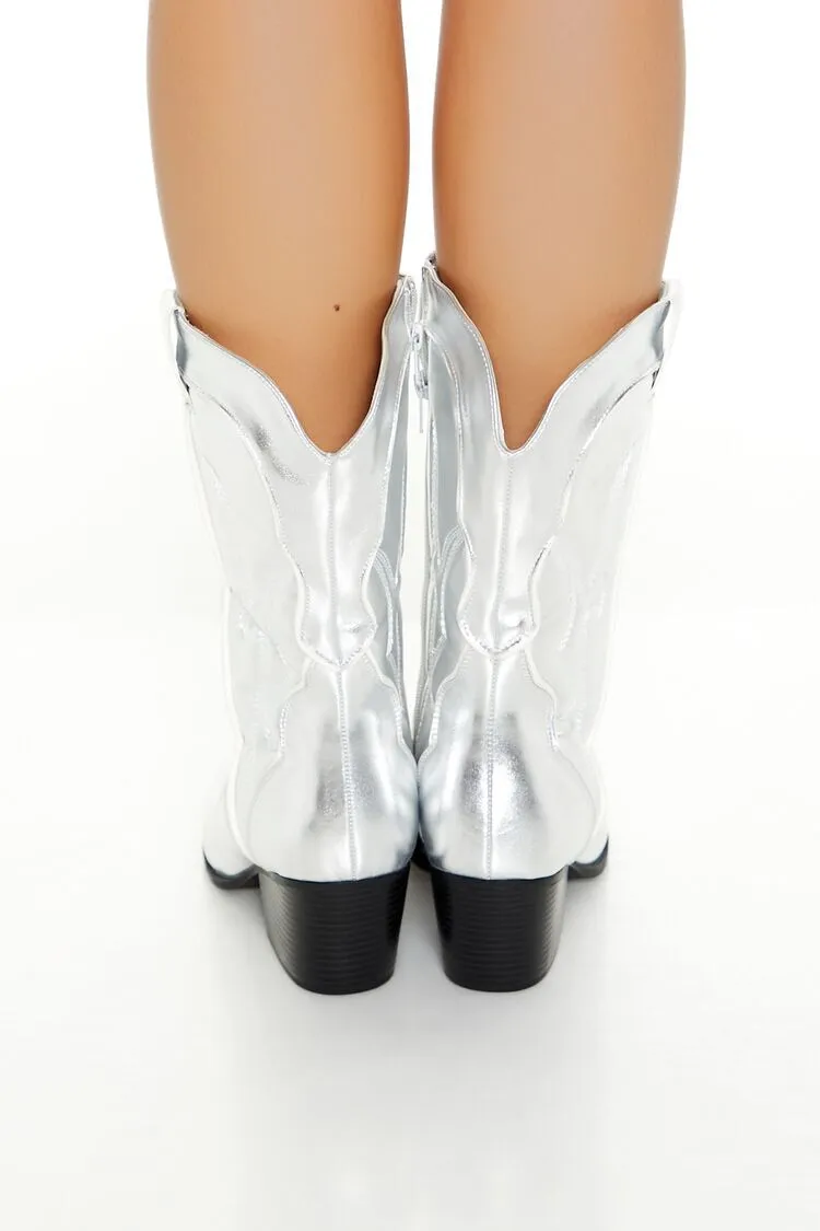 Metallic Cowboy Booties (Wide)