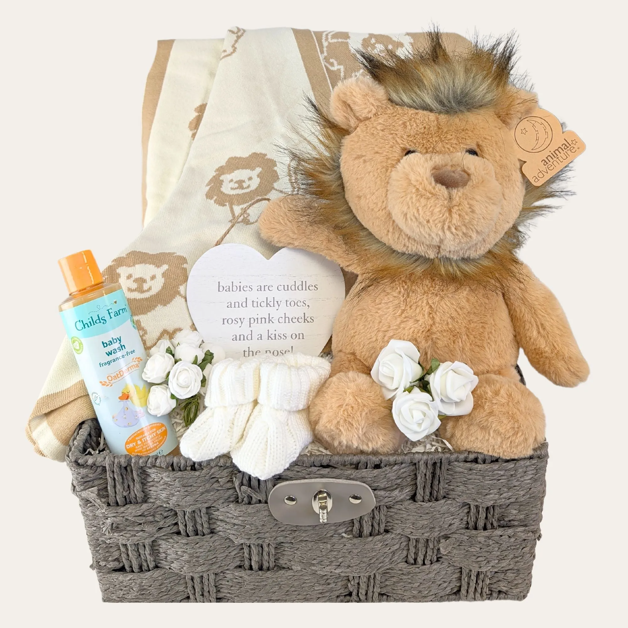 New Baby Gifts Basket Born To Be Wild Lion Theme