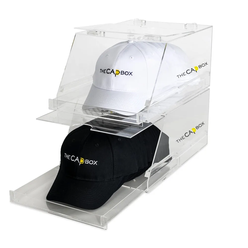 (Out of Stock) The Blue Glasshouse CapBox Transparent Hat Rack Stackable Baseball Cap Storage