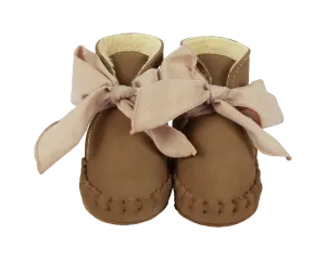 Pina Organza Booties | Hazelnut Nubuck   Mocha Cotton