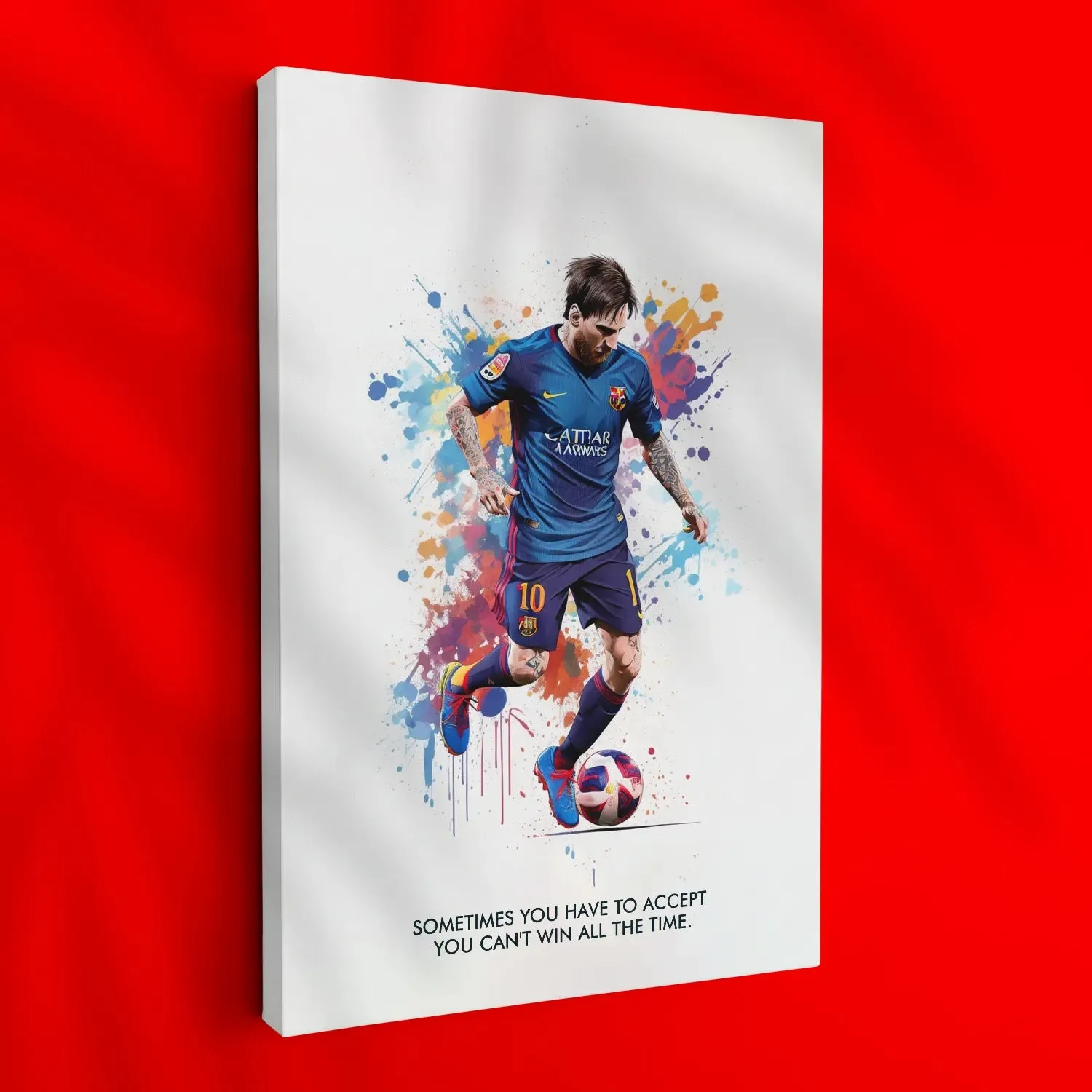 Playing Messi Colour Artwork With Quote