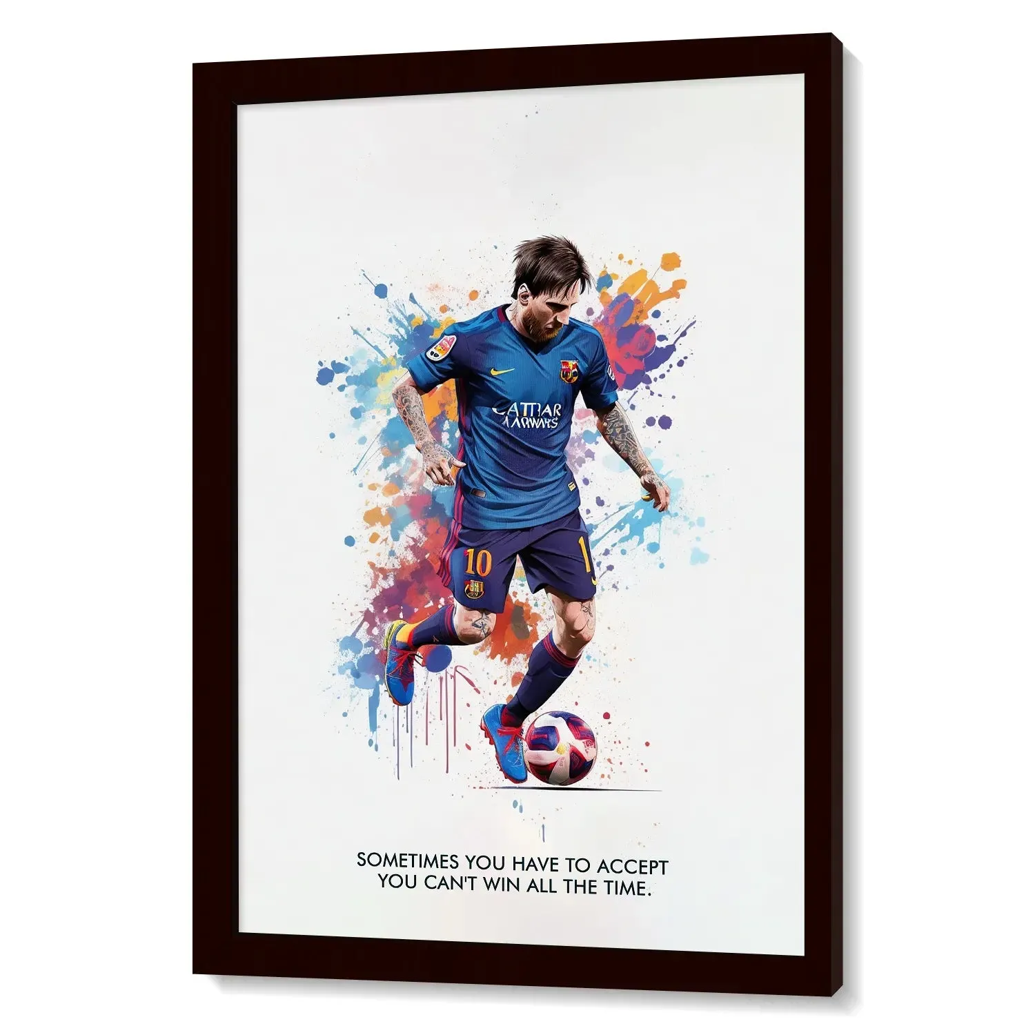 Playing Messi Colour Artwork With Quote