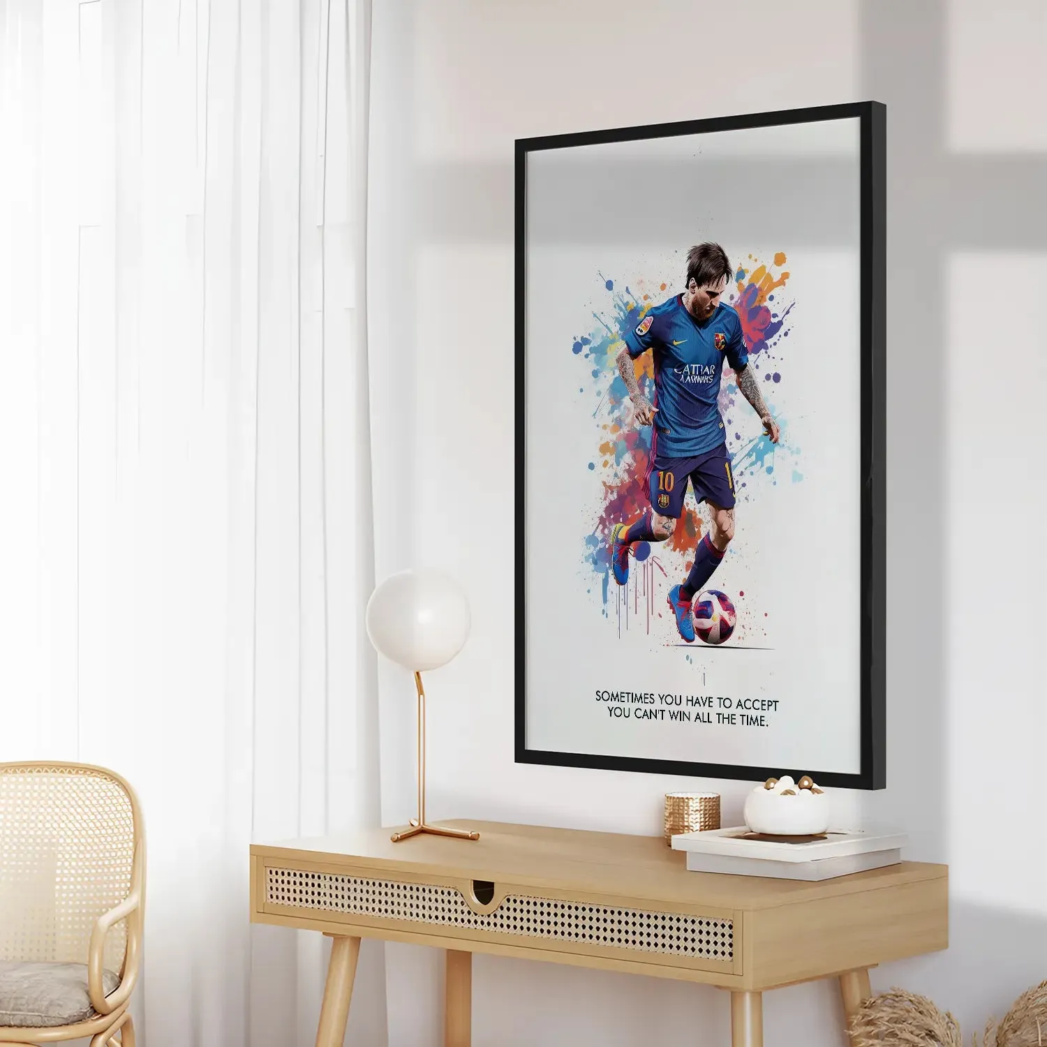 Playing Messi Colour Artwork With Quote