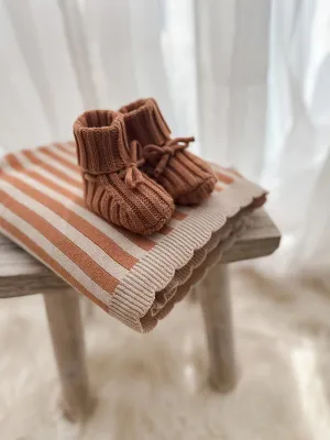 Pop Ya Tot Organic Cotton Ribbed Baby Booties - Clay