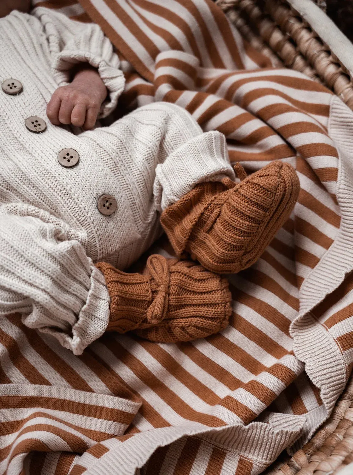 Pop Ya Tot Organic Cotton Ribbed Baby Booties - Clay