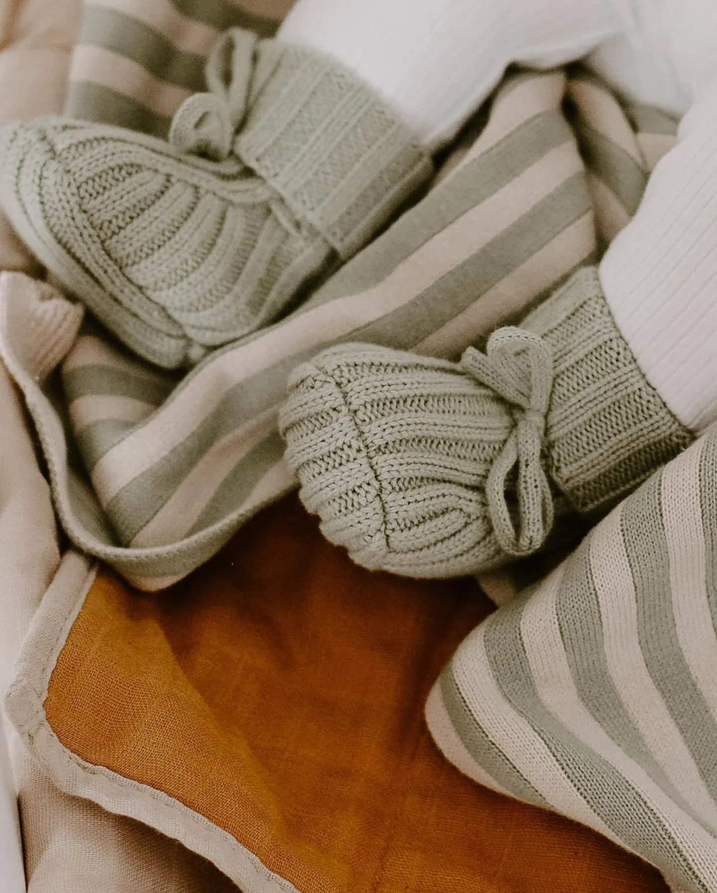 Pop Ya Tot Organic Cotton Ribbed Baby Booties - Sage