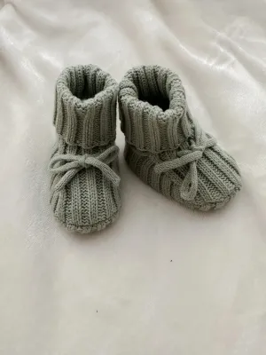 Pop Ya Tot Organic Cotton Ribbed Baby Booties - Sage