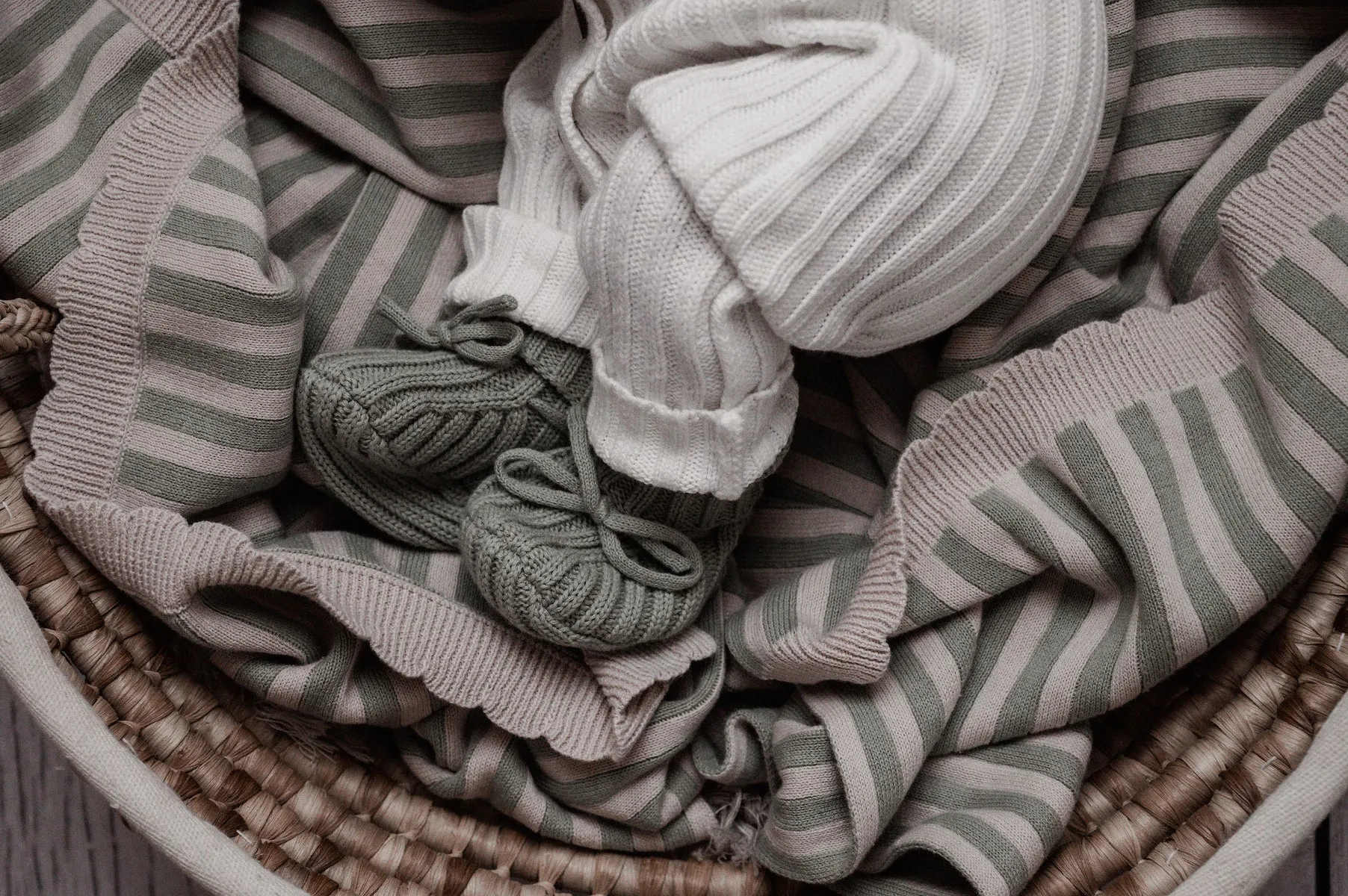 Pop Ya Tot Organic Cotton Ribbed Baby Booties - Sage