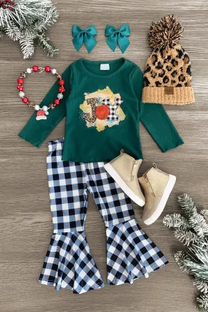 "Joy" Plaid Bell Bottom & Baby Onesie Set