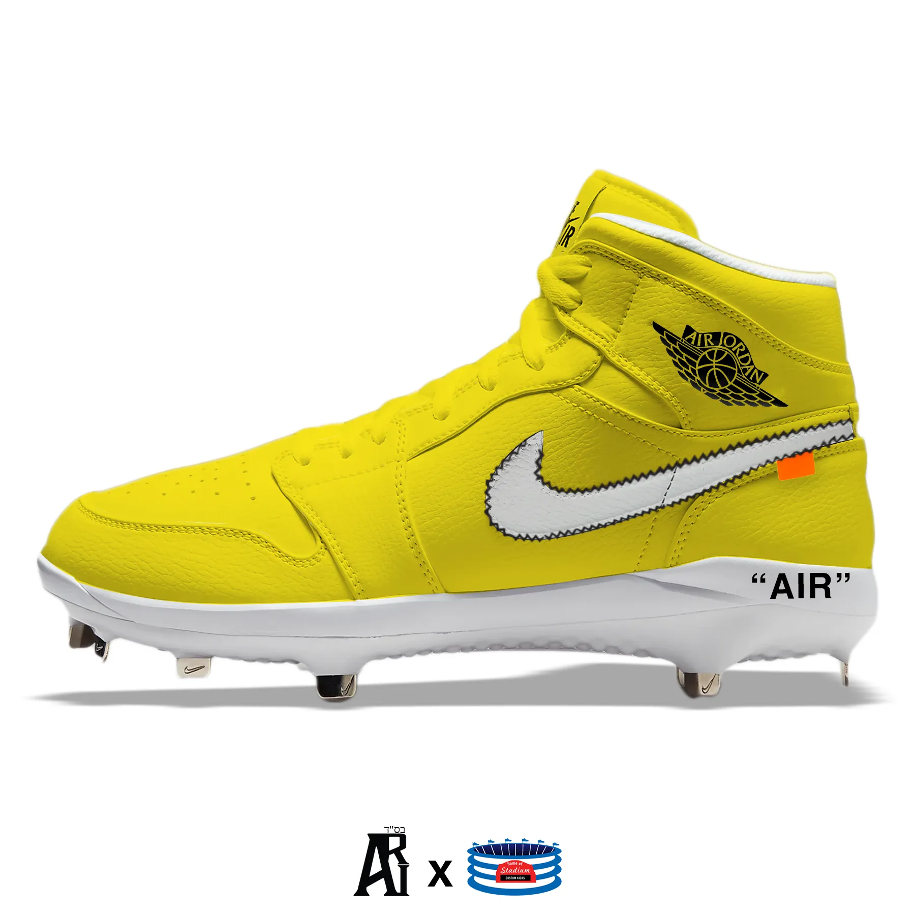 "Yellow Force OW" Jordan 1 Retro Cleats