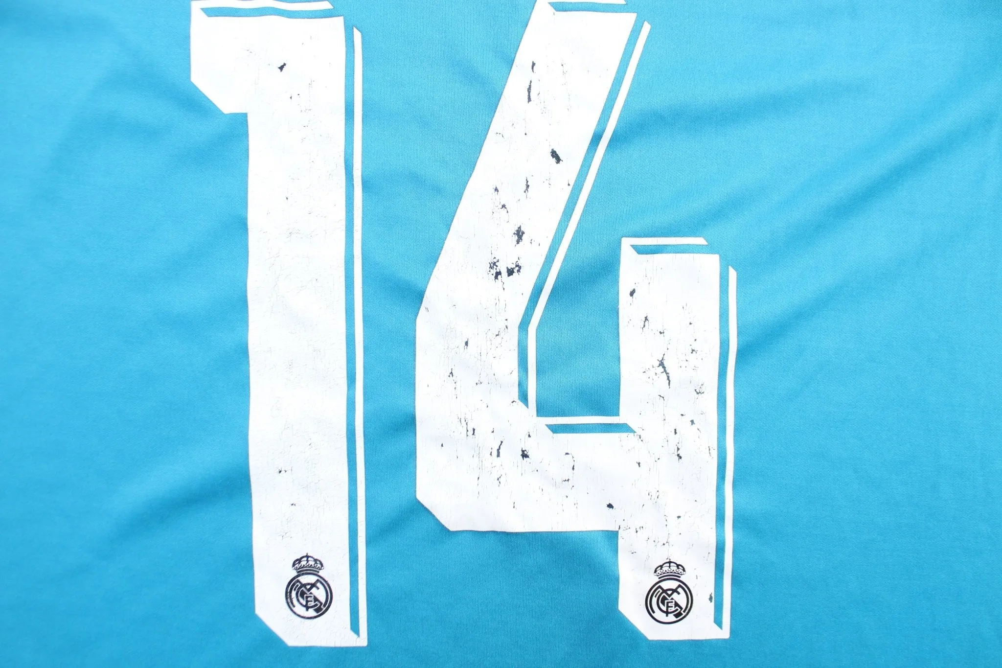 Real Madrid Embroidered Logo Blue #14 Tee'O Soccer Jersey