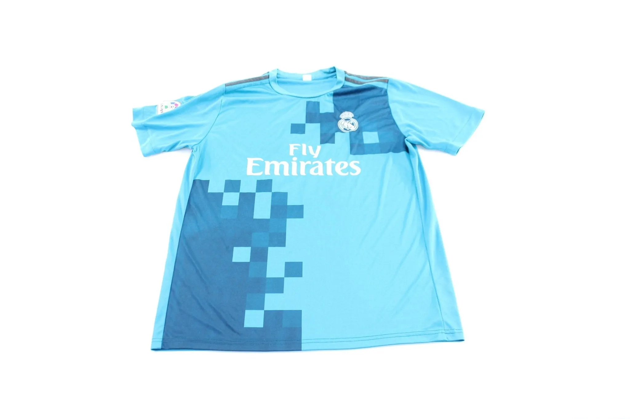 Real Madrid Embroidered Logo Blue #14 Tee'O Soccer Jersey