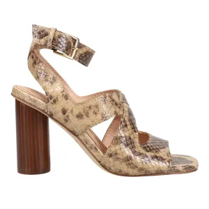 Reina City Snake Print Ankle Strap Sandals