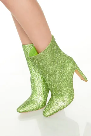 Rhinestone Notched Heel Booties