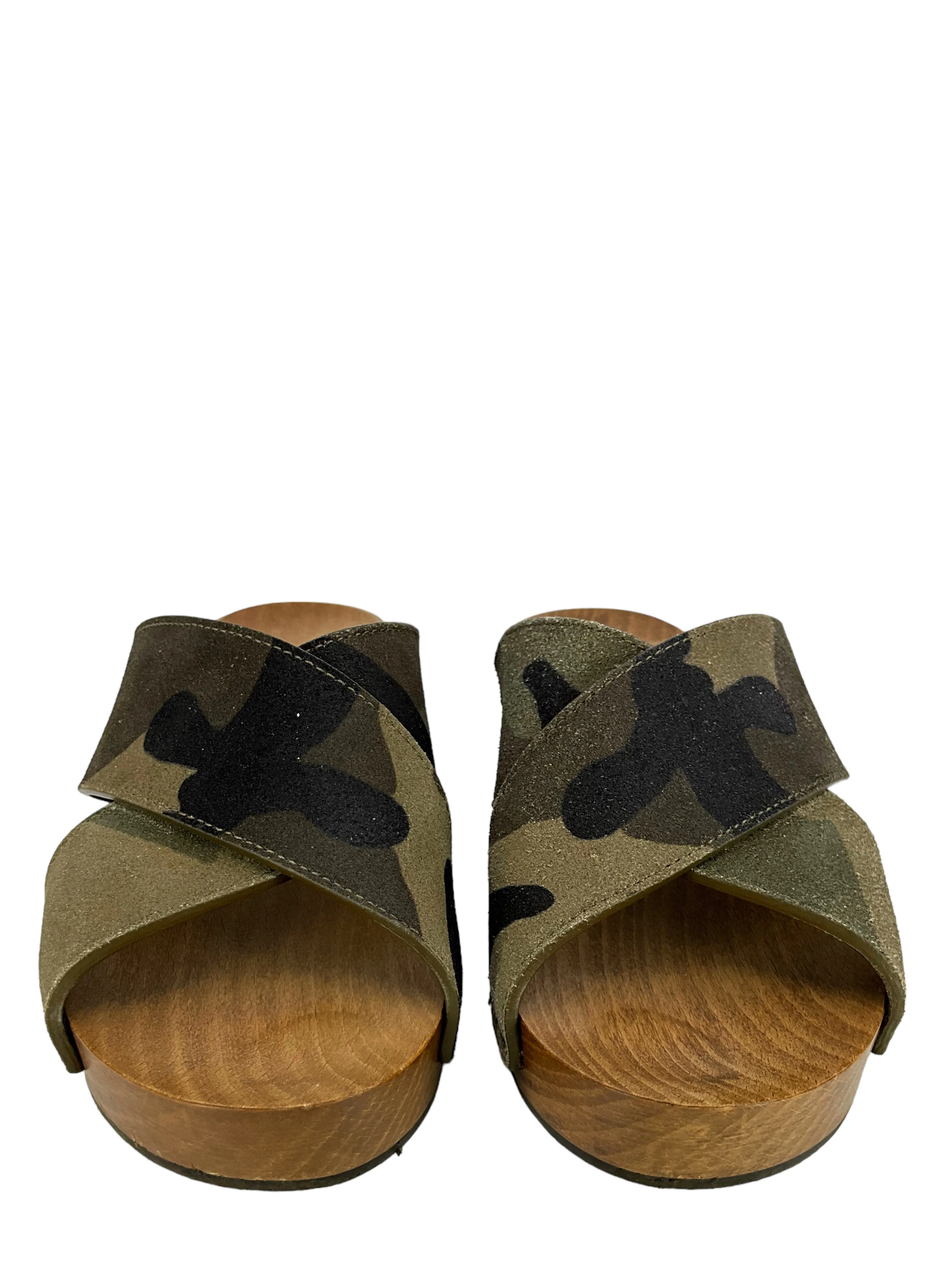 Saint Laurent Signature Camo Suede Clogs Size 6.5