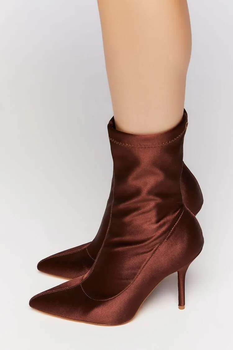 Satin Stiletto Sock Booties