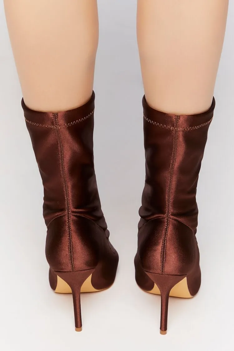 Satin Stiletto Sock Booties