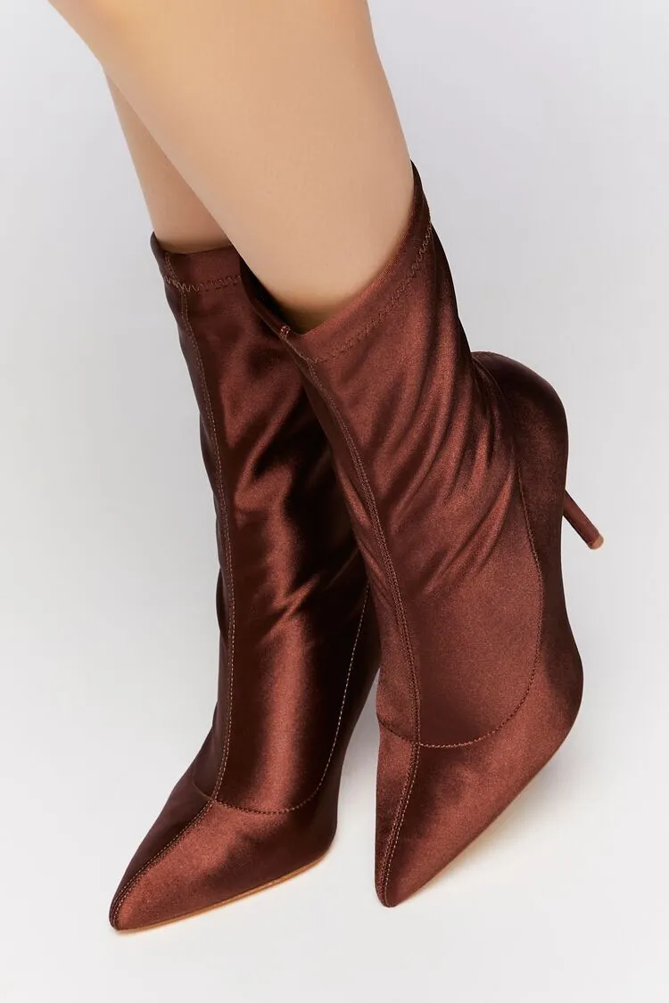 Satin Stiletto Sock Booties