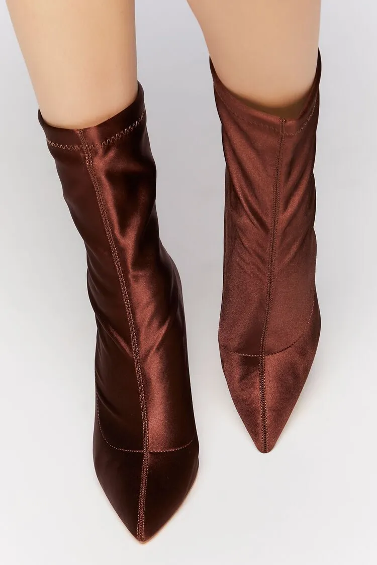 Satin Stiletto Sock Booties