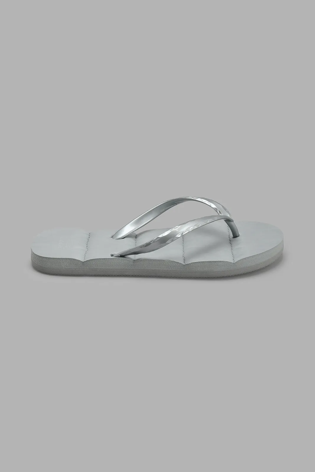 Silver Glitter Flip Flop With Padded Sock