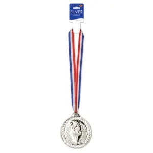 Silver Metal Plastic Award with Ribbon