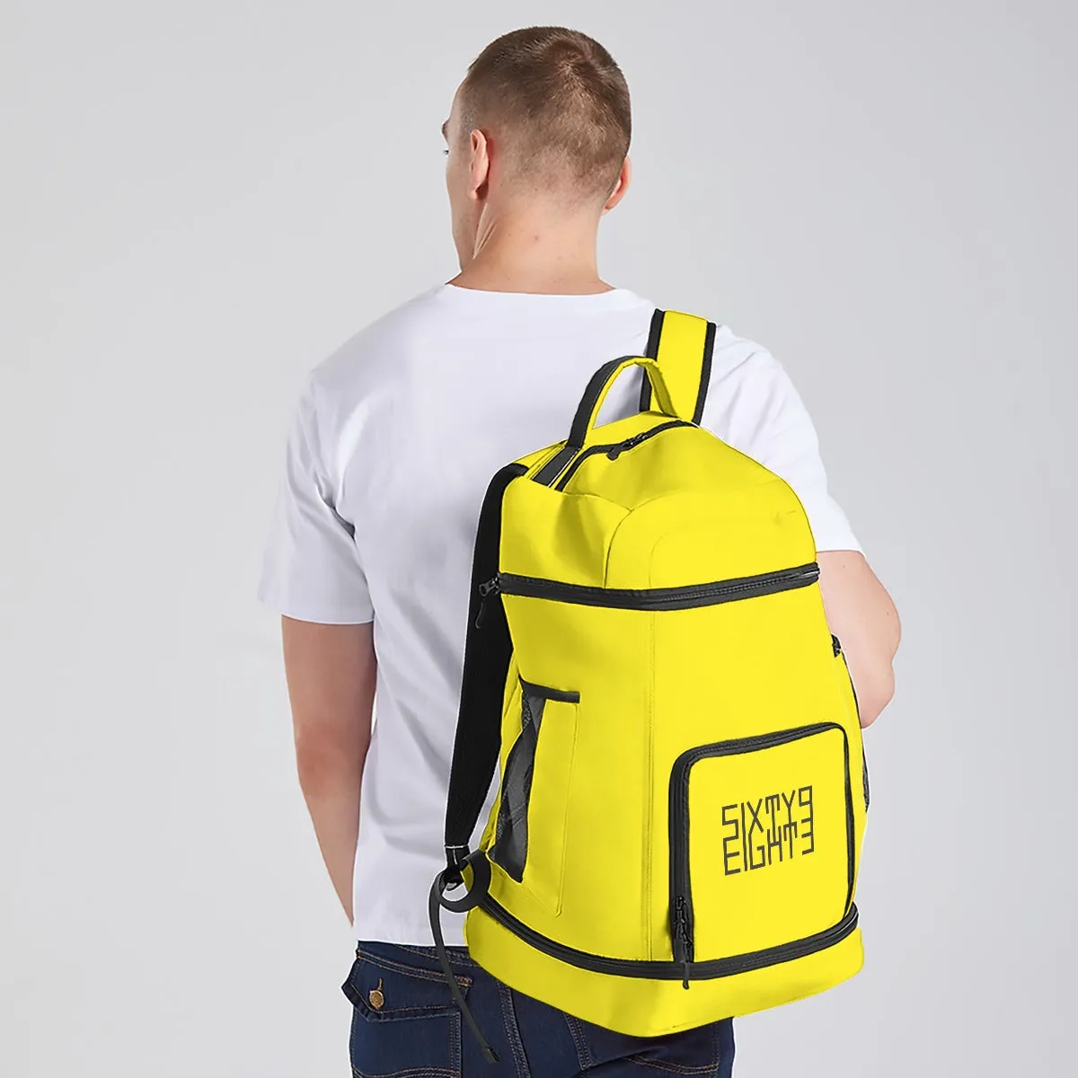 Sixty Eight 93 Logo Black Lemonade Multifunctional Oxford Backpack