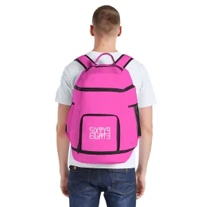 Sixty Eight 93 Logo White Fuchsia Multifunctional Oxford Backpack