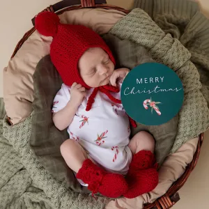 Snuggle Hunny Merino Wool Bonnet & Booties Set - Red